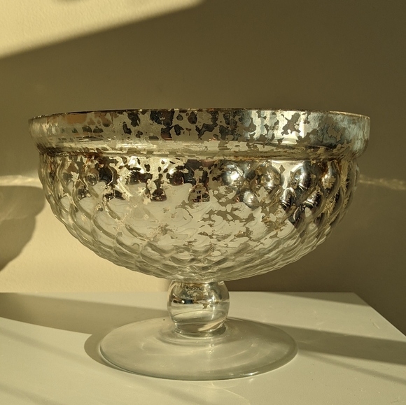 [SOLD]  -- Mercury Glass style compote vase, fruit bowl, dish - Picture 4 of 7